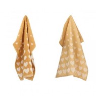 Hand- en Theedoek - Hearts - Geel